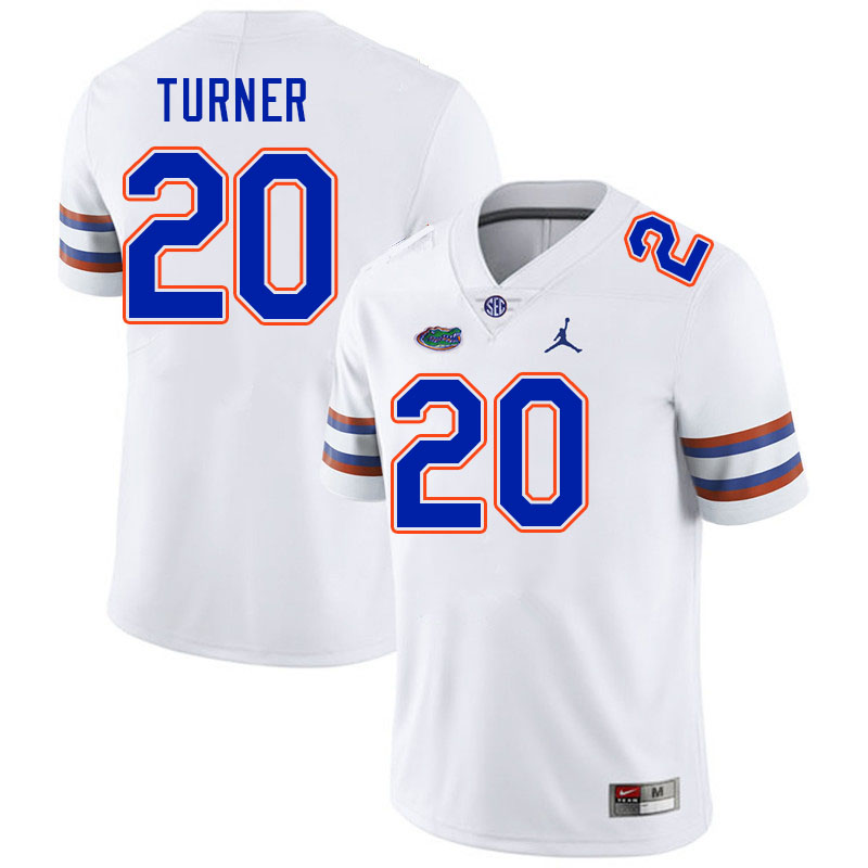 Men #20 Asa Turner Florida Gators College Football Jerseys Stitched-White